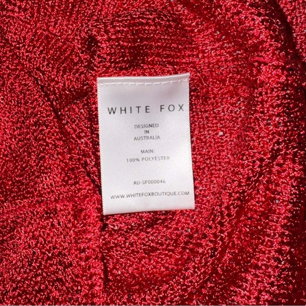 NWT White Fox Boutique Dress Inside Your Love Red Cherry Sequin Knit Crochet XS - Picture 9 of 9